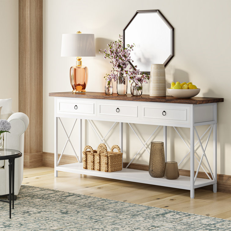 Brown and deals white console table